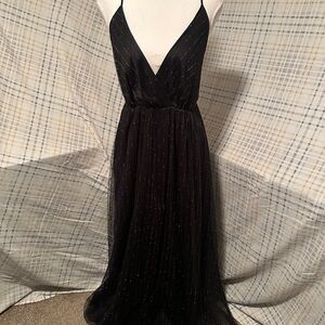 Cinderella Black Maxi Dress with Silver Accents